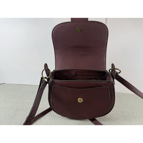Burgundy Mauve Brass HW Vegan Hobo Crossbody Purse 10x9x3 DisneyBound Bag - Picture 9 of 11